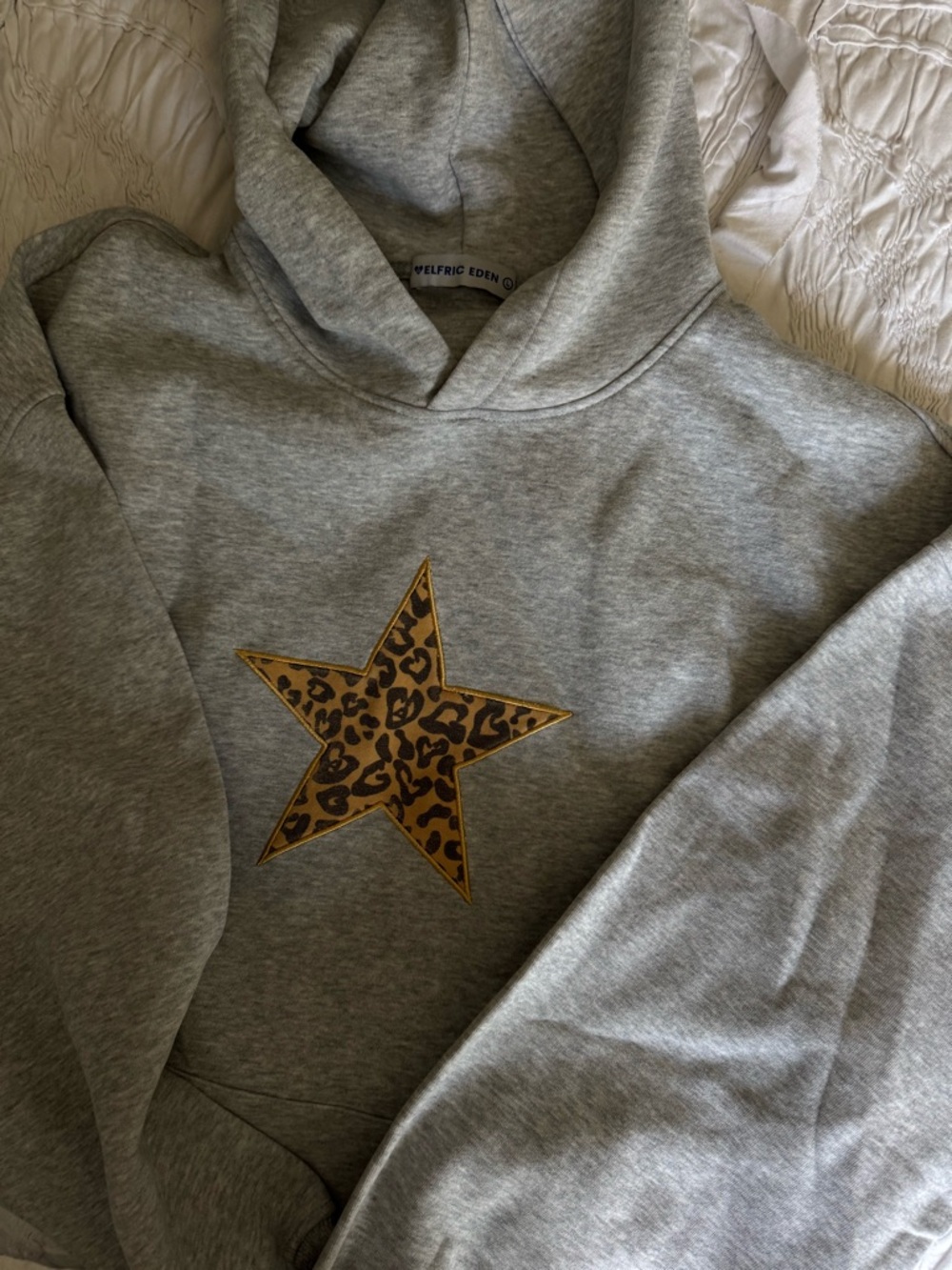 Aelfric Eden Light Grey Pullover Hoodie with Cheetah Star